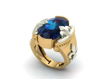 Stone Ring 3D print model 2