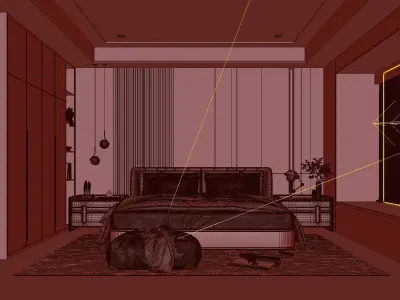 Cozy Bedroom Interior Scene 3D model purchase