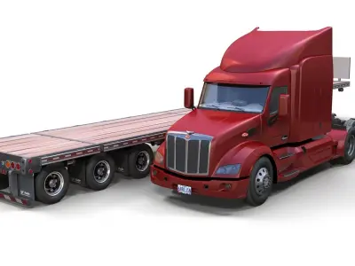 Peterbilt 579 dropdeck trailer Low-poly 3D model