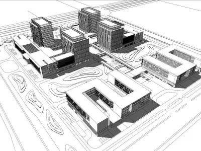 Office Building Industrial Park 3D model