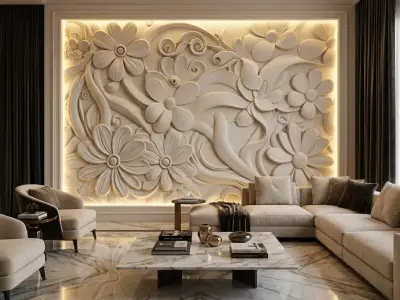 CNC STL Relief Panel Classic Floral Art Carving File 264 3D model