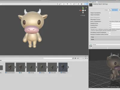 Little Cow Animated Cute 3D Models For Games And Animations Low-poly 3D model