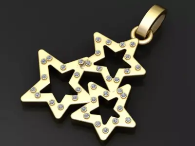 gold star pendant 3D printable model  3D print model