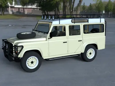 Land Rover Defender 110 Station Wagon w interior HDRI 3D model