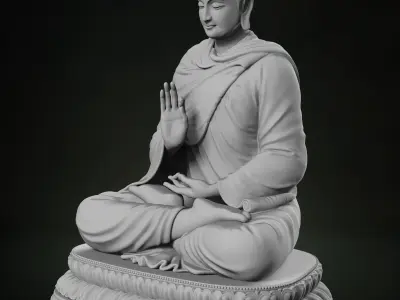 Buddha Abhaya Mudra Low-poly 3D model