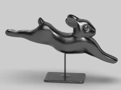 Rabbit lapin modern sculpture with 6 materials Low-poly 3D model