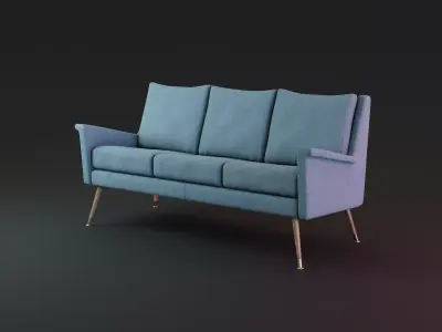 Mid-Century Sofa Low-poly 3D model