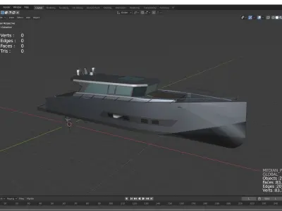 Modern luxury yacht  Low-poly 3D model