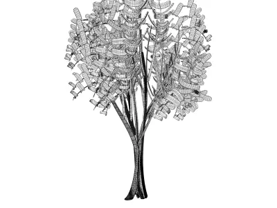 Cartoon tree S2Av4 Low-poly 3D model