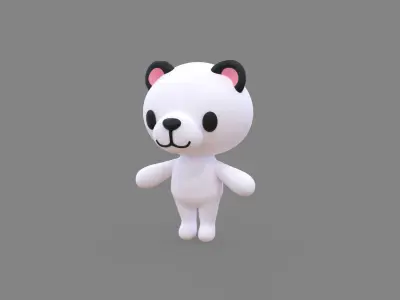 Little Panda Animated Cute 3D Models For Games And Animations  Low-poly 3D model