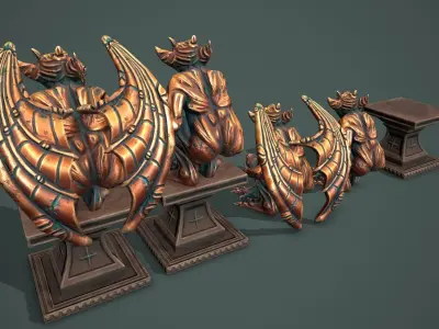 Statue gargoyle Low-poly 3D model