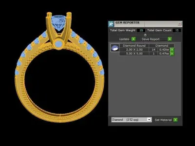 R165 diamond ring solitaire ring rail 9 3D model