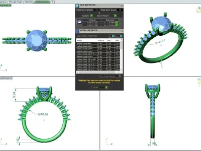 Engagement ring Alice round 3D print model