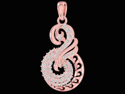 Elegant Spiral Diamond Pendant for Women 3D Model 2266 3D print model