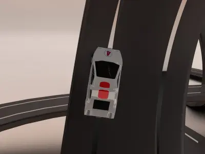 Racetrack toy race track with two cars 3D model