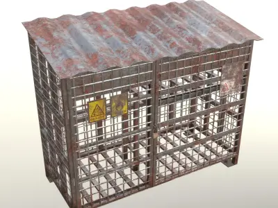 Gas Cylinder Cage Rusty Low-poly 3D model