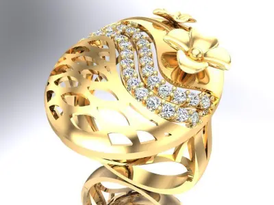  Mesh flower ring - Italian rings - Womens Rings - N6344 3D print model