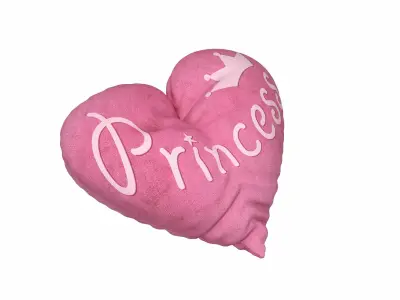 Heart Pillow - Princess Text 3D model