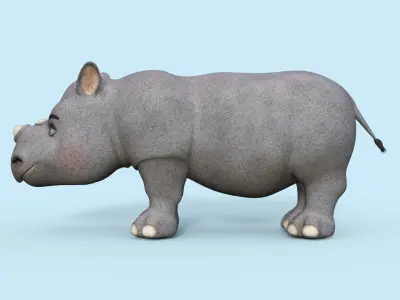 Cartoon Baby Rhino Rigged 3D model