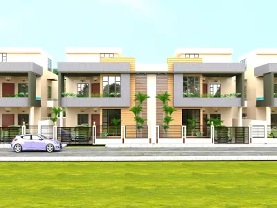 VILLA two story house with car parked 3D model