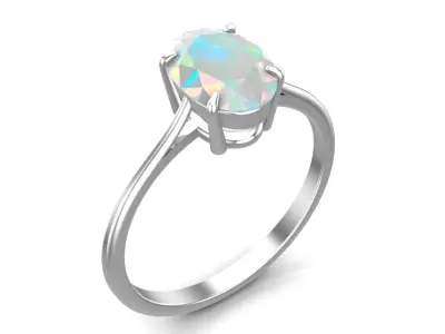 Oval Diamond Solitaire Ring 3D print model