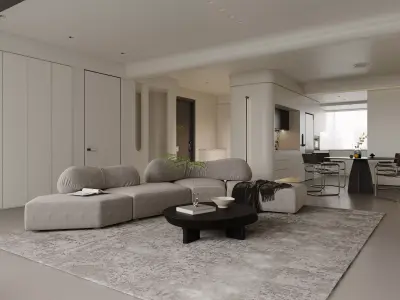 Modern living room dining room interior scenes 301 3D model