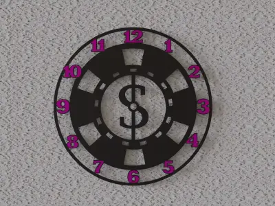 poker chips wall clock 3D print model