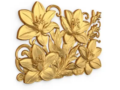 mural classic flowers decor ornament 06 3D model
