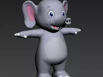 cartoon Elephent  Low-poly 3D model