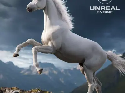 Horse White UE Character Asset 3D model