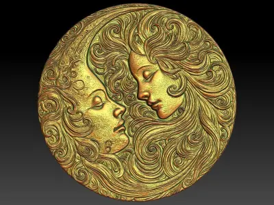 1 circle decoration CNC Relief Model 3D print model