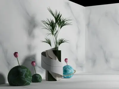 Modern Stylized Vase Set Free 3D model