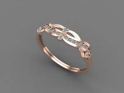 Women Ring Diamond Stone STL 3DM Lightweight Printable 3D print model 34