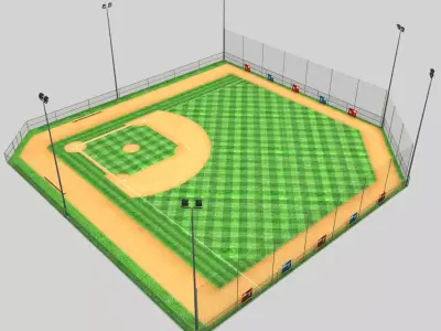 Baseball stadium pitch diamond low poly Low-poly 3D model