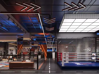 Luxury gym with yoga studio and swimming pool 3D model