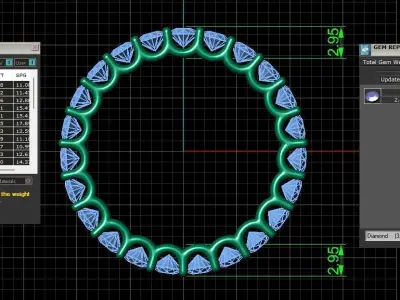 U Shaped Eternity Ring 2 point 8 mm stone size swiss 15 and EU55 3D print model