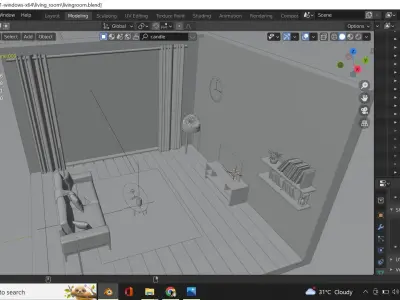 Unique Living room  Low-poly 3D model