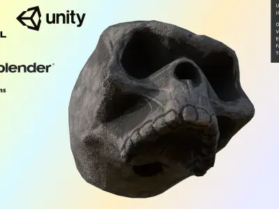 Realistic Human Skull Game-Ready Low-Poly PBR 3D Model Low-poly 3D model