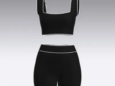 two piece suit blouse and short  Low-poly 3D model