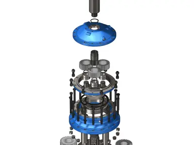 Industrial Planetary Gearbox - Fully Detailed Engineering CAD 3D model