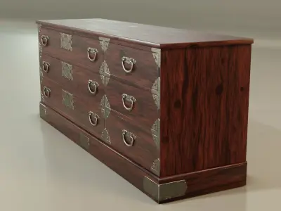 Japanese folk art chest of drawer 3D model