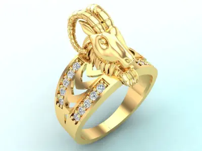 Goats head ring - Goat ring 3D print model