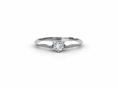 ZDR076 engagement ring with solitaire diamond 3D print model
