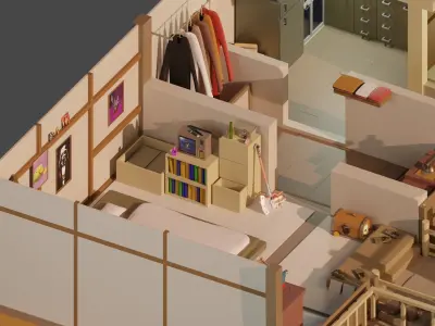 oriental house Free low-poly 3D model