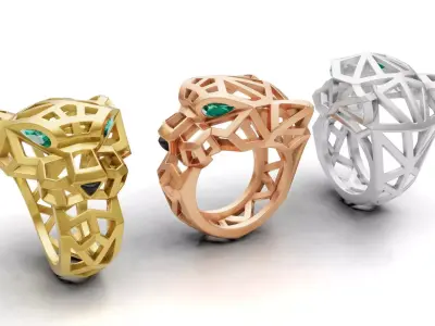 Panther Ring Structured 3D print model