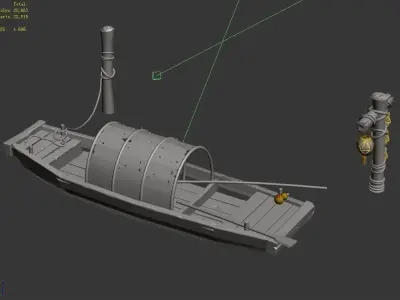 Game Ancient China - Transportation - Boat 03 3D model