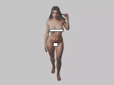 Pornstar Girl beautiful Brunette busty breast nude Low-poly 3D model