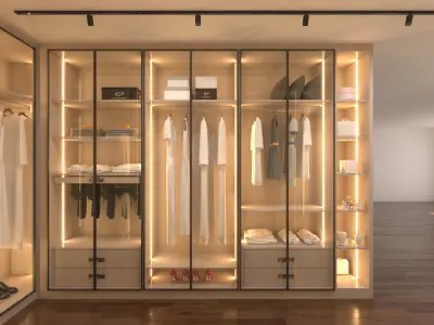 modern wardrobes 3D model 3D model