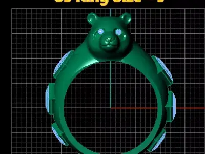 Bear Head Diamond Ring 3D print model