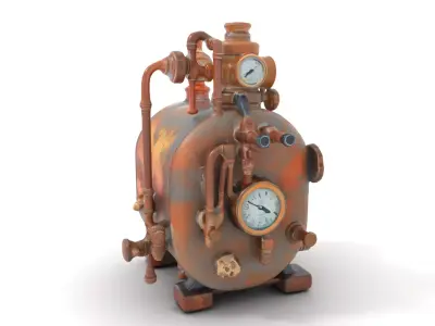 Steampunk Industrial Boiler Model Pack Low-poly 3D model